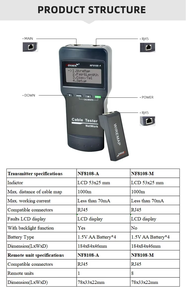 NOYAFA Cat.5E NF-8108A/6E สายเคเบิลเครือข่าย UTP STP เครื่องทดสอบการเดินสายไฟ5E ข้อผิดพลาดในการทดสอบสาย6E - Product Image 3