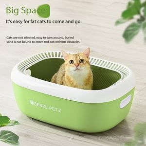 Renk kedi çöp havzası büyük boy yarı kapalı kalınlaşmış derin kedi çöp tepsisi kum sıçramasına önlemek Pet temizleme up araçları kutusu - Product Image 3