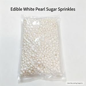 Perles de sucre comestibles blanches 1000g, assortiment 2-10mm, perles de gâteau à coque dure pour la décoration de gâteaux de mariage - Product Image 1