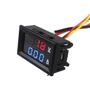 Sruis medidor digital, voltímetro amperímetro dc 0-100v 10a vermelho + azul led amp dual voltímetro medidor de tensão