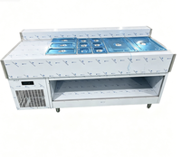 Table de préparation de salades en acier inoxydable avec refroidisseur d'air commercial et bacs GN, station de buffet pour restaurant