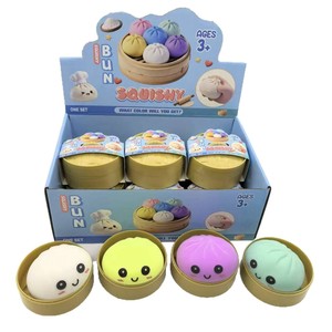 Jouet sensoriel anti-stress en TPR souple à montée lente, en forme de petit pain vapeur mignon avec visage souriant, idéal pour la vente en gros - Product Image 2