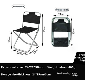 Semplice Sgabello Pieghevole da Esterno, Portatile per Campeggio e Picnic, Sedia Retrattile da Pesca, Design Little Mazza - Product Image 3