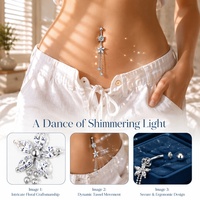 Bijoux de piercing pour nombril en acier inoxydable 316L, filetage interne, motif papillon et fleur, vente en gros
