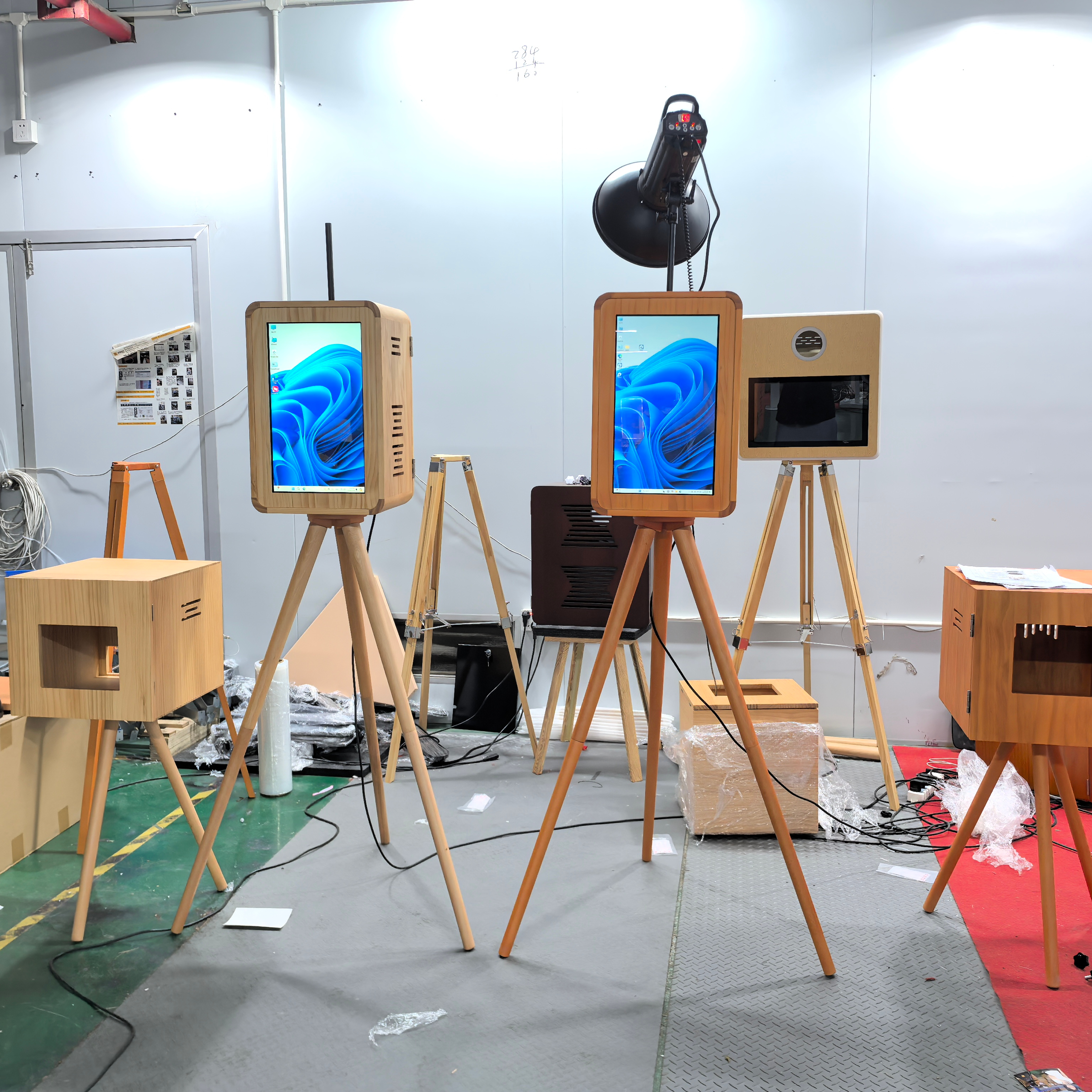 Двухсторонняя винтажная фотобудка iPad из массива орехового дерева, портативная для камеры и устройства SLR