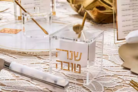 Pot de miel en acrylique juif Rosh Hashana avec louche Judaica carré Lucite plat de miel suspendu