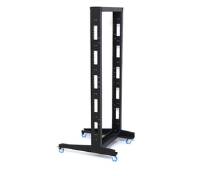 Rack de serveur réseau 42U à 2 montants, 19 pouces, à cadre ouvert, avec roues, support de rack réglable en acier pour équipement de données - Product Image 1