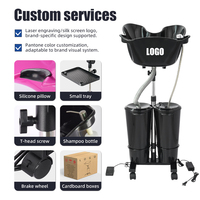Super Promotion Vente en Gros Mobilier de Salon de Coiffure Lavage de Cheveux Économique Portable Bac à Shampooing Mobile avec Deux Réservoirs