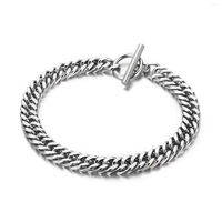 Chaîne faite à la main bijoux en acier inoxydable gros rue tendance titane acier OT boucle chaîne végétarienne bracelet cubain DMB 424