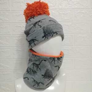 Gorro de lana con estampado de lámina de dinosaurio más vendido, doble capa, manchado de cebra para niños, mitones para niños - Product Image 3