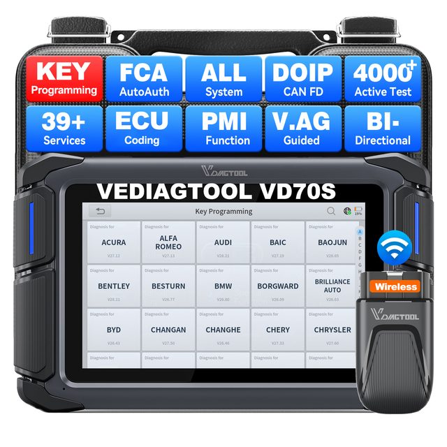 USA Warehouse VDIAGTOOL VD70S Full System Diagnostic Tool Bi-Directional ECU Coding Scanner Immo Key Programmer Machine