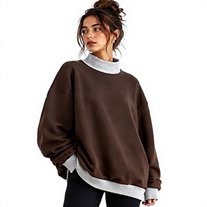 Sweat-shirt décontracté pour femme, col montant, toutes saisons, en coton/polyester, léger, pour le streetwear - Product Image 1