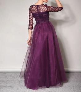 เดรสงานพรอมลูกไม้สีม่วงสำหรับผู้หญิงชุดราตรีผ้าทูลสำหรับงานพรอม - Product Image 2