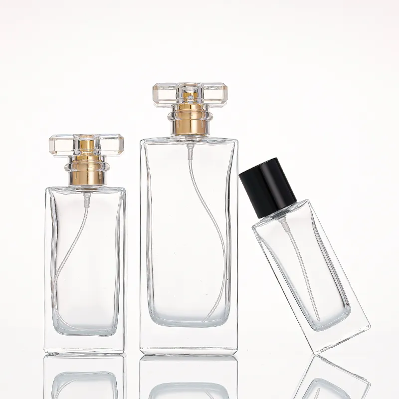 香水瓶10ml 30ml 50ml 75ml 100ml空の高級フラットスクエアスプレー香水瓶は香水ガラスboで満たすことができます