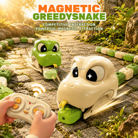 Jouet Serpent Télécommandé 2.4GHZ, Serpents RC pour Bataille à 2 Joueurs, Serpents Gourmands Magnétiques Mangeant des Blocs, Jeu Portable pour Enfants