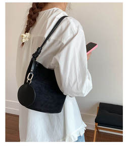 Fashionable new <b>bucket</b> <b>bag</b> Korean version shoulder <b>bag</b> retro <b>suede</b> handbag polyester lining <b>bucket</b> <b>bag</b> - Product Image 4