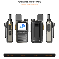 KENEARD KE-998 4G LTE POC Talkie-walkie numérique CAT.1 Double SIM Appel de groupe 3000mAh 150H en veille Écran 1,77 pouces Alliage de zinc