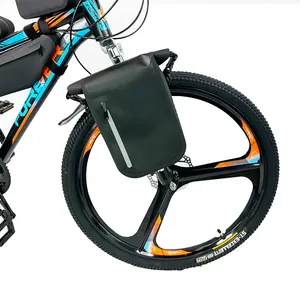 Borsa per manubrio per bicicletta con cerniera con stampa a strisce riflettenti e con cerniera frontale per bici con tubo anteriore borsa impermeabile