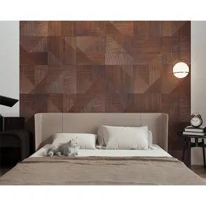 E & R WOOD Großhändler Markt 3D Massivholz Wand verkleidung Streifen Dekor Panels Interieur für integrierte Wall board