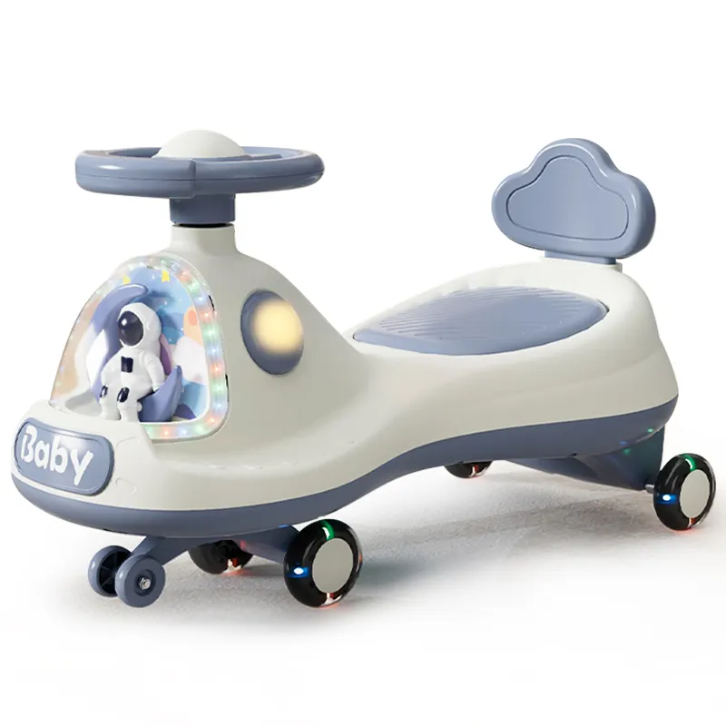 新しいデザインのカスタムウィグルカープラスチック子供用360度回転点滅ホイール子供用赤ちゃんのおもちゃスイングカー