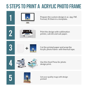 PYD Life Cornici per foto in acrilico effetto arenaria per sublimazione, <span class=keywords><strong>luci</strong></span> notturne, grezzi all'ingrosso con luce a colori caldi e base in legno - Product Image 6