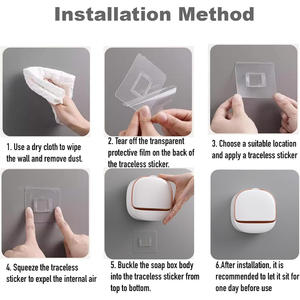 מקלחת צלחת סבון גנרית, בעל סבון בר עם ניקוז, עצמי מחזיק סבון, מגש סבון מרוכב קיר - Product Image 6