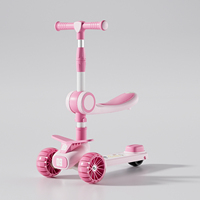 Trottinette pour enfants 3 en 1 avec siège pliable, hauteur réglable, roues silencieuses et lumineuses, musique, lumière, plastique, jouet pour enfants de 3 à 6 ans