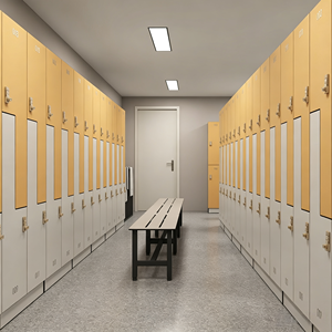 Vestiaire moderne avec 18 casiers orange, porte manuelle durable avec cadenas, étagère simple - Product Image 2