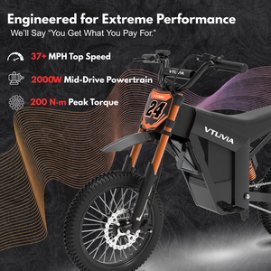 VTUVIA DT20 ขายตรงจากโรงงาน รถมอเตอร์ไซค์วิบาก 48V 2000W สำหรับแข่งขัน ความเร็ว 60 กม./ชม. แบตเตอรี่ 21AH ราคาประหยัด โครงเหล็ก - Product Image 2