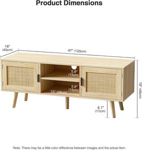 Mobile TV in Rattan May Home per TV fino a 55'', Centro Intrattenimento Moderno con 2 Ante e 2 Ripiani Aperti - Product Image 1