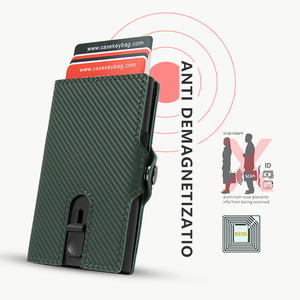 Casekey Slim <b>Rfid</b> <b>Blocking</b> Credit Card Holder Nfc Protect Pop up Atm Cardholder Carbon Fiber Mechanism <b>Wallet</b> With Coin Purse - Product Image 2