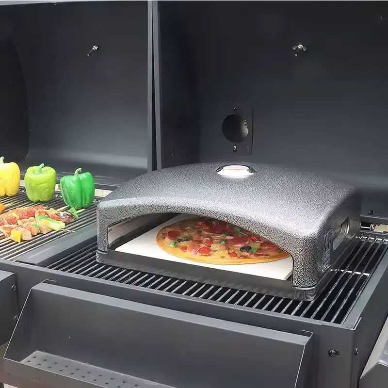 Sıcak satış 16 inç çok yakıt siyah açık taşınabilir ahşap termometre ile Mini Pizza fırını ızgara ateş