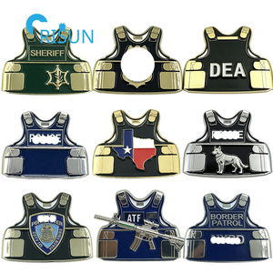 Chaleco Antibalas con Diseño de Línea Azul Delgada, Abrebotellas Conmemorativo <span class=keywords><strong>para</strong></span> Veteranos, Moneda Conmemorativa Personalizada - Product Image 1