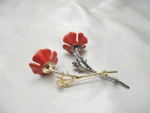 Nieuwe Klaproos Bloem Broche Met Legering Rode Druppel Olie Papaver Bloem Broche Accessoire Drie Kleuren - Product Image 5