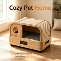 Lit pour chat intelligent avec circulation d'eau, refroidissement et chauffage, auvent semi-fermé en forme d'arche, écran tactile LED