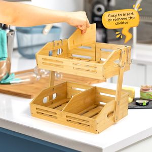 <span class=keywords><strong>2</strong></span> katmanlı bambu meyve sepeti meyve ve sebze depolama kasesi standı tutucu büyük depolama kapasitesi katmanlı raf için mutfak sayacı - Product Image 5