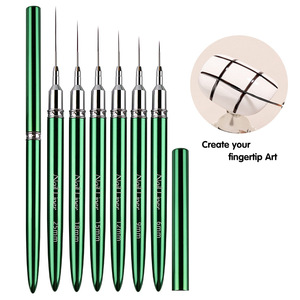 Ensemble de pinceaux à ongles avec manche en métal vert, 6 mm-25 mm, fibres en nylon, pinceaux de précision pour la peinture au gel, pour la manucure - Product Image 5