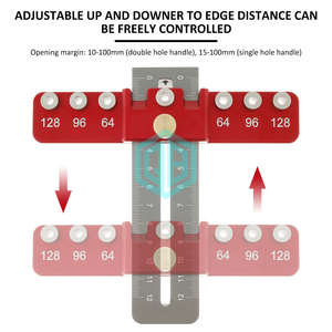 Guide de perçage en alliage d'aluminium Outil de menuiserie Outil de gabarit Poignées de <span class=keywords><strong>placard</strong></span> Boutons de trou Gabarit de quincaillerie d'armoire - Product Image 5