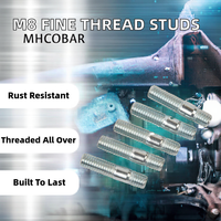 Wholesale M8 Fine Thread Fully Threaded Steel Zinc Oxidation Automobile General Fasteners Double Headed Studs 12mm Length Right
