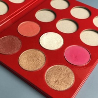 Palette de fards à paupières carrée rouge format voyage - Logo personnalisable, palette de maquillage pour les yeux imperméable pour la vente en gros et les marques privées