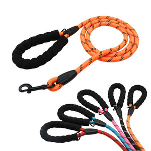 Reflective Nylon <b>Dog</b> <b>Leash</b> With Padded Handle Simple Style For <b>Dogs</b> Black Pink Blue Red Orange Colors - Product Image 2