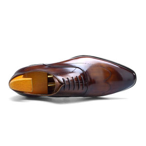 Nouveauté Chaussures Oxford pour hommes en cuir véritable italien peintes à la main - Chaussures habillées de luxe artisanales pour mariage et affaires - Product Image 4