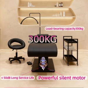 Nouveau Lit <span class=keywords><strong>de</strong></span> <span class=keywords><strong>Massage</strong></span> Électrique Incurvé en Cuir Noir avec 3 Moteurs, <span class=keywords><strong>Table</strong></span> et Lit <span class=keywords><strong>de</strong></span> Beauté pour Soins du Visage et des Cils avec Lumières - Product Image 5