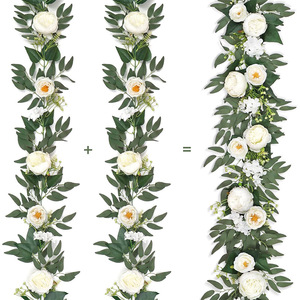 Guirlandes de roses artificielles pour décoration de mariage, 100 cm, 200 cm, fleurs en tissu de soie, décoration murale - Product Image 2