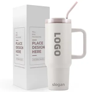 Hot Sales Aangepaste Service 40Oz Tumbler Met Handvat Reizen Roestvrijstalen Vacuüm Tuimelaars Met Stro 40Oz Tumbler Aangepast Deksel