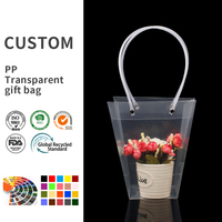 Sacs en plastique personnalisés à design conique pour bouquets de fleurs fraîches et emballages cadeaux de plantes pour la vente au détail