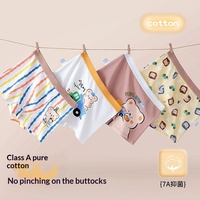 Boxers pour garçons en pur coton de classe 5A, motifs rayés/à carreaux/dinosaures, avec étiquette au col, sans pression sur les fesses