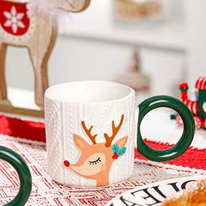 Tasses à petit-déjeuner en céramique pour cadeau de Noël, tasses à café et à eau personnalisées avec poignées - Product Image 5