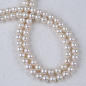 Promotion Zhuji Perles d'eau douce naturelles 8-9mm, chaîne de perles faites à la main, accessoires de bijoux DIY, couleur blanche, modèle Wenchi 30578 - Product Image 3