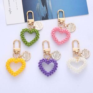 Llavero de Corazón Hecho a Mano con Cuentas, Colgante Creativo de Metal con Diseño de Amor para Parejas, Adorno para Bolsos, Venta al por Mayor - Product Image 2
